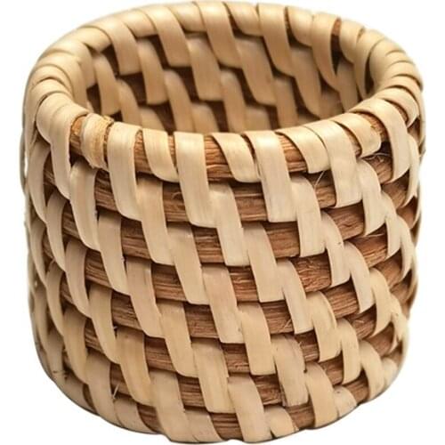 10pcs Rattan napkin ring decorative mouth cloth ring square towel ring handmade rattan napkin buckle