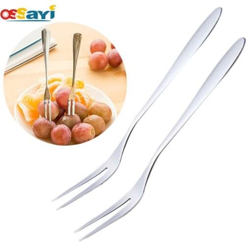 2Pcs Stainless Steel Salad Fruit Forks Two-Tine Forks