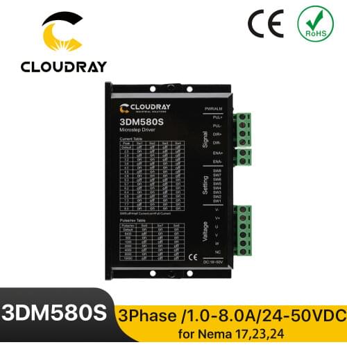 Cloudray 3DM580S 3 Phase Stepper Driver 24-50VDC for Nema 23 Stepping Motor Controller CNC Engraving Machine