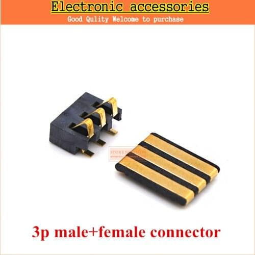 5pair New 3Pin Inner Battery Connector Holder Clip Contact replacement for mobile phones common use high quality male +female