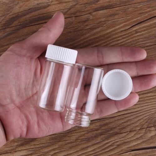 5pcs 25ml 30*60mm Clear Glass Bottles with White Plastic Caps Glass Jars Potion bottles Glass Vials Spice Jars