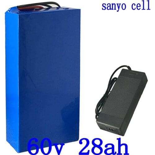 60V Lithium ion battery pack 60V electric scooter battery 60V 28AH ebike battery use sanyo cell for 60V 1500W 2000W 2500W motor