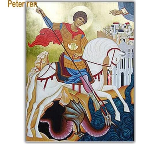 Diamond painting cross stitch portrait Square\Round mosaic Rhinestone Full Diamond embroidery Virgin Mary riding a white horse