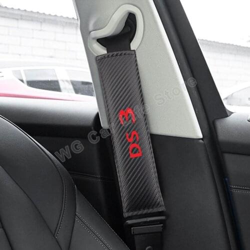 Car Safety Belt Pad For Citroen Ds3 Accessories Carbon Fiber Texture Shoulder Padding Auto Seat Belt Cover Car Gadgets