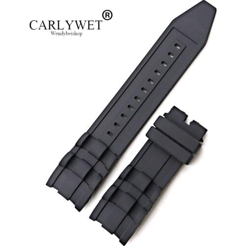 CARLYWET 26mm Wholesale Black Waterproof High Quality Silicone Rubber Replacement Watch Band Belt Strap