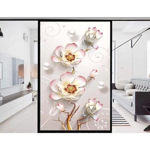 Privacy Windows Film Decorative Beautiful Flower Stained Glass Window Stickers No Glue Static Cling Frosted Window Cling Tint