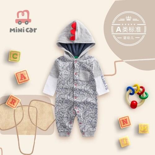 Mincar car childrens clothes baby clothes baby romper cartoon cute dinosaur one piece clothes spring and autumn climbing clothe
