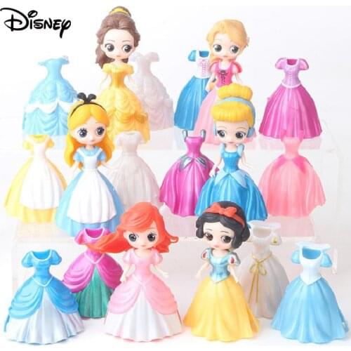 Disney Princess Anime Sofia Anna Ariel Action Figures Model Toy Magic Clip Change Dress Chothes Doll Gift Toy For Children Girls