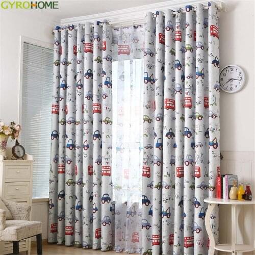 GYC2160 Cartoon Small Cars Blackout Curtain For Boy Children Bedroom Window White Custom Made Drapes