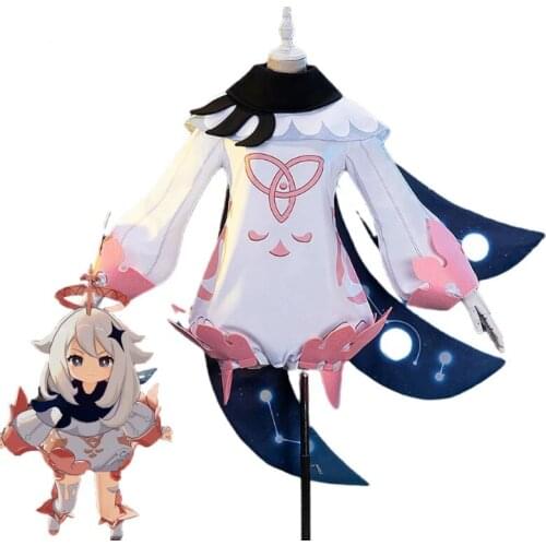 Game Genshin Impact Paimon Cosplay Costume Cartoon Women Fairy Outfit Halloween Costume for Women