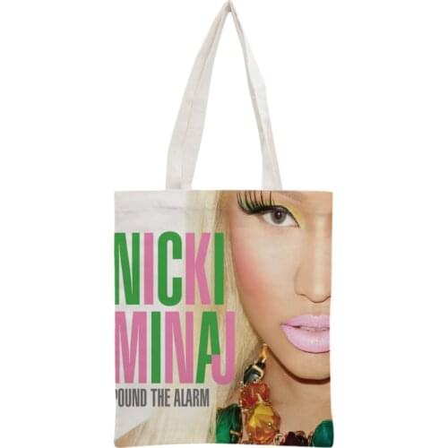 Custom Nicki Minaj Tote Bag Reusable Women Canvas Shoulder Bag Handbag Shoulder Pouch Foldable Canvas Shopping Bags