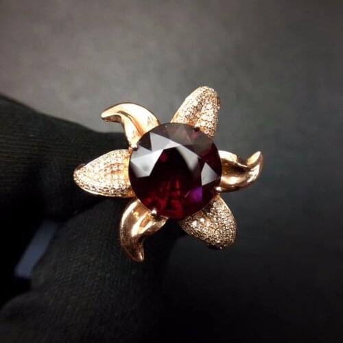 Garnet Ring Fine Jewelry Real Pure 18 K Gold 100% Natural Red Garnet Gemstone 2.05ct Females Rings for Womens Fine Rings