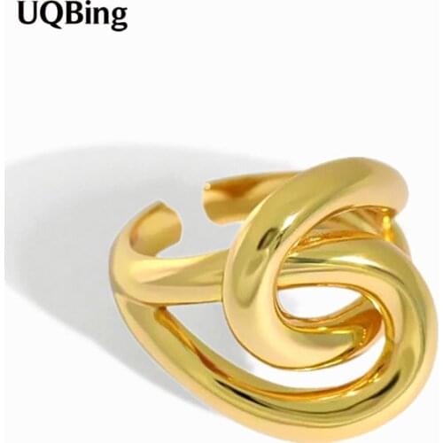 INS Top Grade 925 Sterling Silver Vintage Bowknot Twist Finger Open Rings Women Simple Jewelry Gifts
