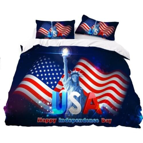 American Flag Bedding Set with Pillowcase 3D Printing Soft Microfiber Duvet Cover Twin Full Queen King Size Bed Cover 2/3 Piece