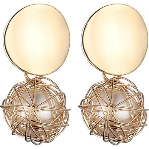 LOVBEAFAS Statement Earrings Fashion Ball Geometric Earrings For Women Handmade Jewelry Wire Wrap Pearl Drop Dangle Earring