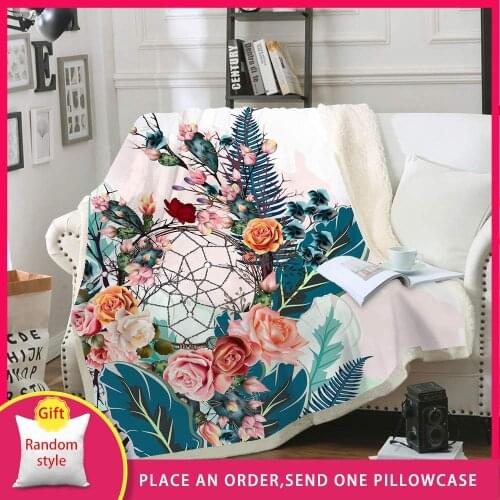 Dreamcatcher Microfiber Bed Blanket Flower Throw Blanket for Adults Elk Tribal Skull Home Textiles Manta
