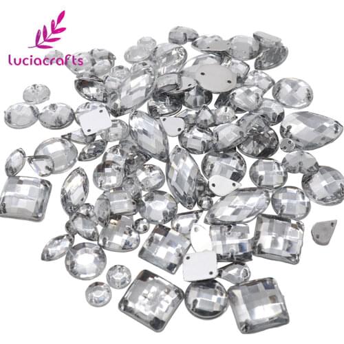 Lucia crafts Mixed Shapes clear sew On Rhinestones Flatback Clothes DIY Decoration Accessories D1105