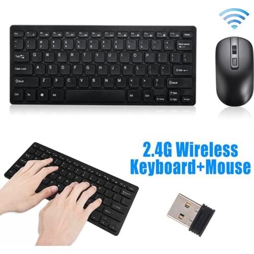 Mayitr 1PC USB 2.4GHZ Wireless Slim Keyboard and Mouse Combo Set 2Colors for Laptop PC Computer