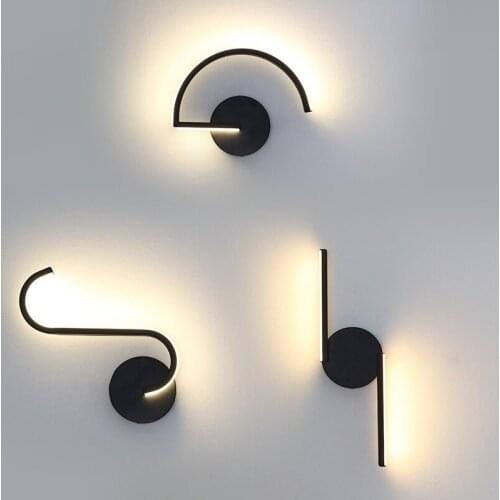 Nordic Minimalist Led Wall Lamp Creative Personality Hotel Room Home Aisle Design Decoration Led Bedroom Bedside Modern Lamps