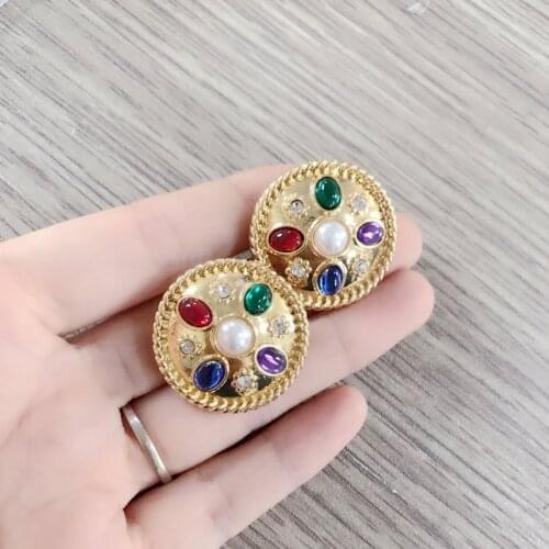 Fashion New Sweet Round Mixed Color Clip Earring