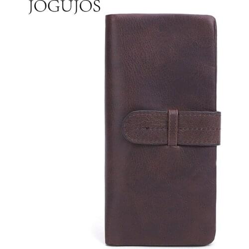 Fashion Vintage Genuine Leather Oil Wax Leisure Leather Cowhide Leather Men Hand Wallet Purse Classic Multi-Card Position