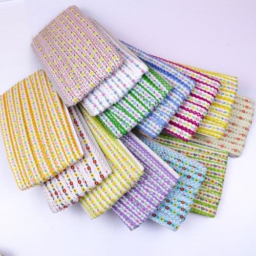 Recommed MIXDE 18 colours Small ears lace 1/2" in 12mm 22yard/set single face flower jacquard weave ribbon clothing accessories