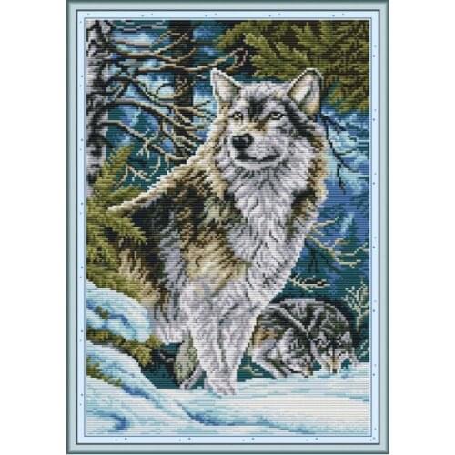 Leader Wolf cross stitch kit aida 14ct 11ct count print canvas cross stitches needlework embroidery DIY handmade