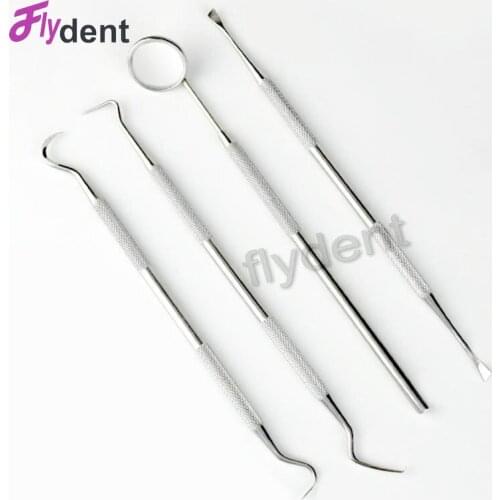 4pcs Dental Clean Tool Set Teeth Cleaning Tartar Remover Stainless Steel Scraper With Mirror Oral Hygiene Kit