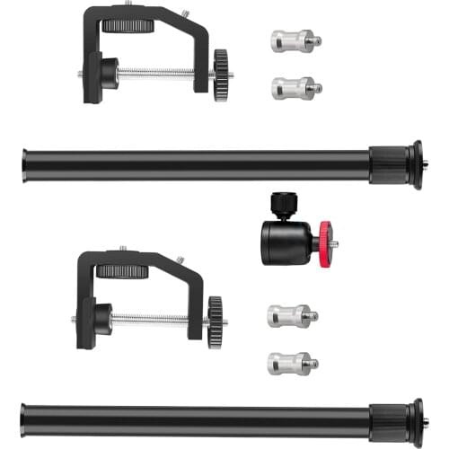 Desk Mounting Stand, 13"-23.6" Adjustable Tabletop Stand with 1/4" Screw Tip for Ring Light, Video Light, DSLR, Action Camera