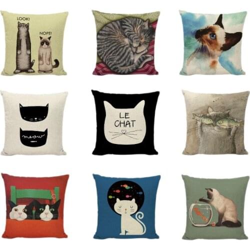 Geometry Animal Pillow Cover Cute Gray Cats Throw Pillow Case Pet Cushion Covers For Home Car Bed And Sofa Decoration Pillowcase
