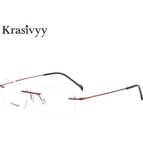 Krasivyy Pure Titanium Rimless Glasses Frame Women Screwless Design Myopia Prescription Eyeglasses Men Frameless Eyewear