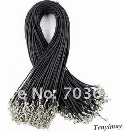 Wholesale 100pcs/Lot Rubber Necklace Cords Free Shipping, Fashion 2mm Rubber Rope With Lobster Clasp, Rubber Cord, Jewelry Cord