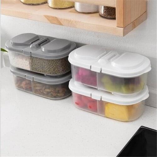 Plastic Fruit Storage Box New Kitchen Sorting Food Container Box 2 Lattices Sealed Crisper Grains Tank 2020 New Arrivals