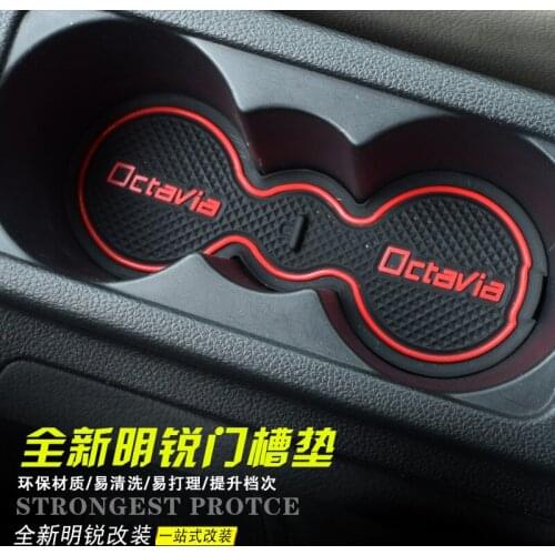 Door groove pad modified interior water coaster Special water cup groove dustproof cushion For Skoda Octavia 2015-2018