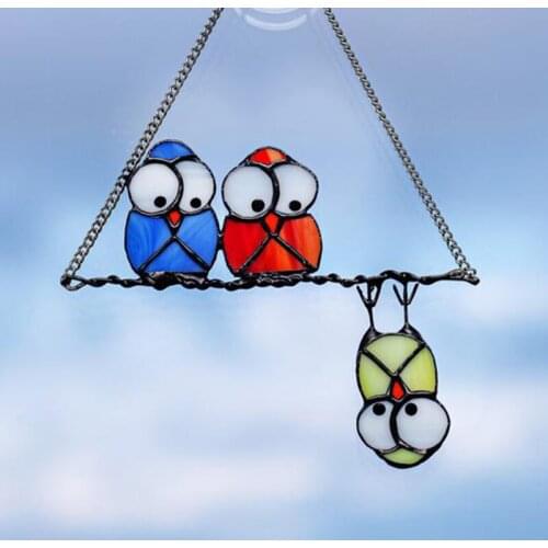Custom Owls Window Hangings Suncatcher Owl Emotes Metal Board Gift Garden Decor Mothers Day Gift Hanging Decorations LBShipping