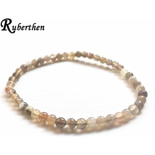Ruberthen 4 mm Botswana Agates Bracelet High Quality Natural Stone Bracelet Mini Gem Stone Energy Bracelets