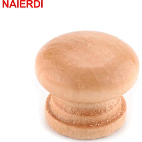 NAIERDI 10pcs 2.5X2CM Medium Size Natural Wooden Cabinet Drawer Wardrobe Door Knob Pull Handle Hardware Plain Circle Handles