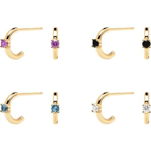 925 Silver Ear Needle Statement Earring Minimalist Bling Crystal Geometric Stud Earring For Women Girls Lovers' Anniversary Gift