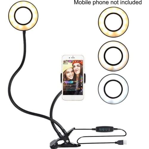 LED Ring Light with Clip Flexible Mobile Phone Holder for Photography Makeup Selfie, Live Video Fill Light Photography Light