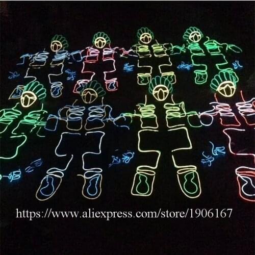 Led Luminous EL Wire Robot Suit DJ DS Illuminated Ballroom Costume Dance Clothing Cold Light Stage Nightclub Performance Clothes