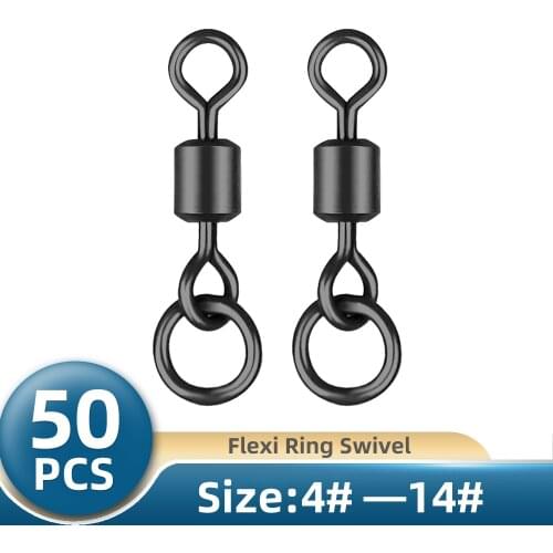 TIANNSII 50pcs Carp Fishing Swivels Flexi Ring with Ring Micro Rig Swivel for Fish Hooks Lure Carp Fishing Accessories