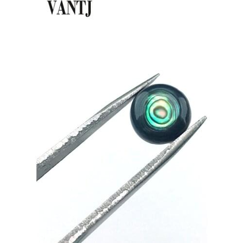 VANTJ Natural Abalone Shell Loose Gemstone Round 9mm Diy for Silver Gold Women Colorful and Dreamy Jewelry