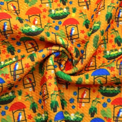 1/2yd Cute Birds Owl Print Bullet FabricTextured Liverpool 4 Way Stretch Spandex Knit Fabric For Baby HeadWrap Bummies Patchwork