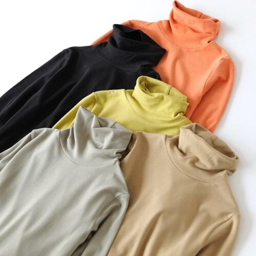 Women turtleneck long sleeve bottoming shirt plus size velvet warm thermal underwear solid color shirt top 2020 autumn winter