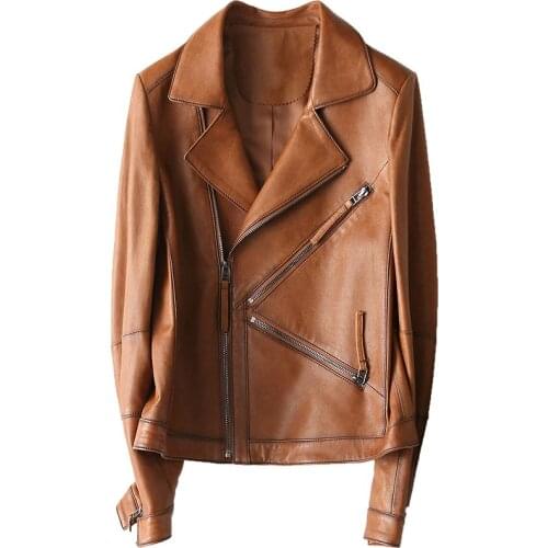 Genuine Sheepskin Leather Suede Jacket Coat Spring Autumn Women Suit Outerwear LF2113