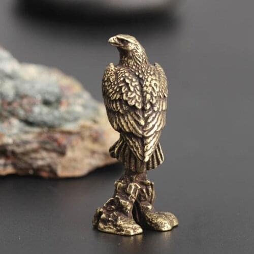 1 Piece Handmade Eagle Ornament Vintage Copper Bird Home Office Desk Animal Decor Figurines & Miniatures Wholesale