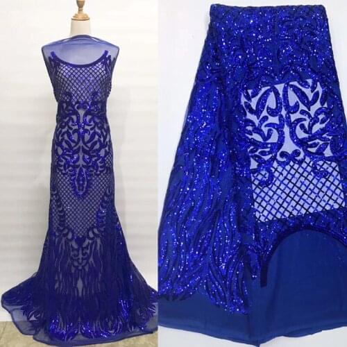 10 colors 2019 latest African party lace royal blue sequins French net lace fabric with wonderful embroidery for dress FNS160