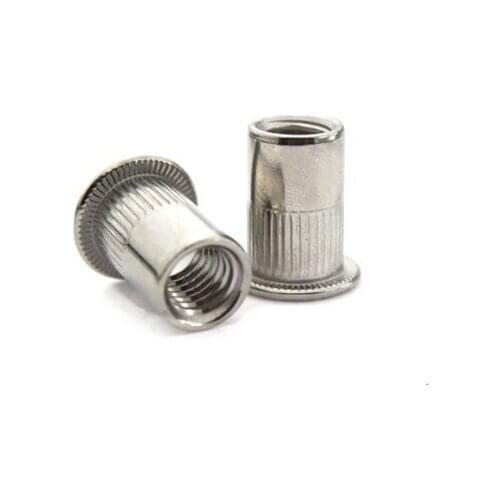 10PCS M12 Stainless steel pull rivet nut/flat column grain pull rivet nut/knurled head rivet nuts
