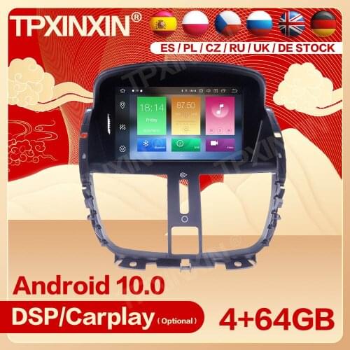 2 Din Carplay Android Radio Receiver Multimedia Stereo For Peugeot 207 2008 2009 2010 2011 2012 2013 2014 GPS Recorder Head Unit