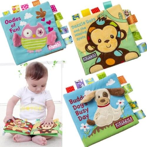 0-12 Month 4 Pages Baby Early Educational Toy Embroidery Soft Cloth Book Stroller Rattle Toys For Newborn Baby